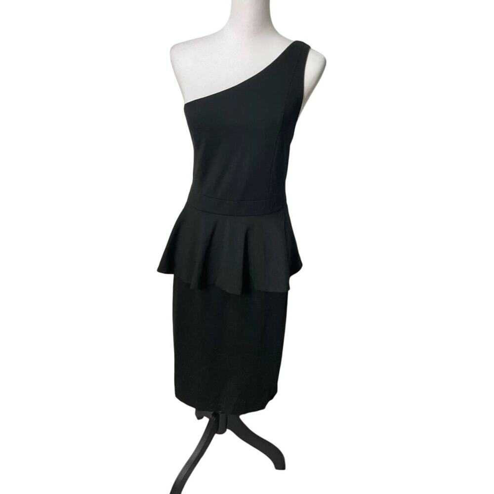 Torrid Black One Shoulder Peplum Zip Up BodyCon Cocktail Dress Stretch Size 18